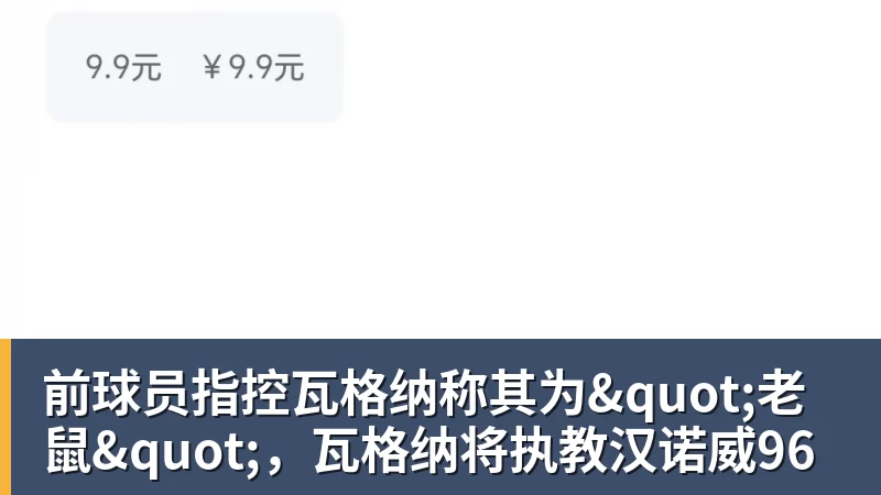 九游体育前球员指控瓦格纳称其为"老鼠"，瓦格纳将执教汉诺威96